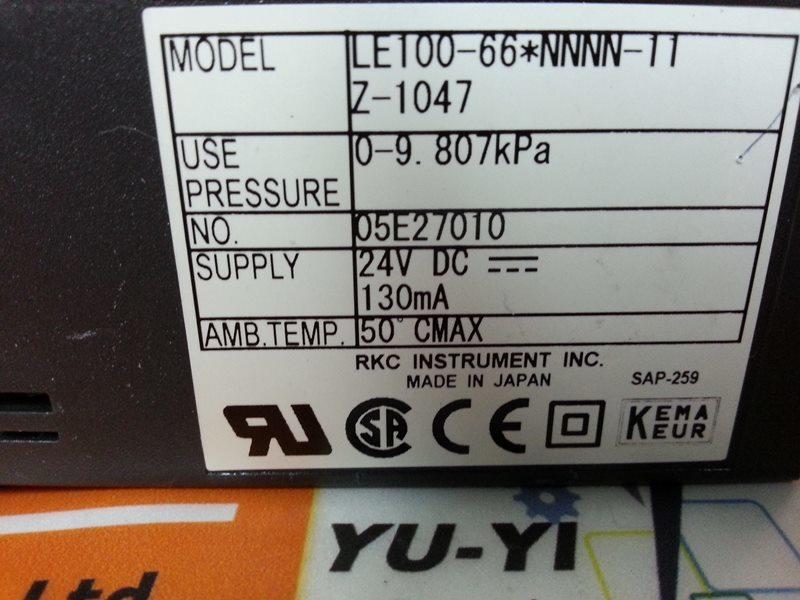 RKC LE100-66*NNNN-11Z-1047 GAUGE PRESSURE SENSOR - PLC DCS SERVO Control  MOTOR POWER SUPPLY IPC ROBOT